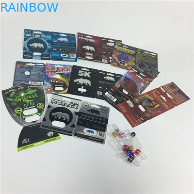 Silk Printing Blister Card Packaging Male Enhancement Medication Rhino Sex Pills Custom Logo