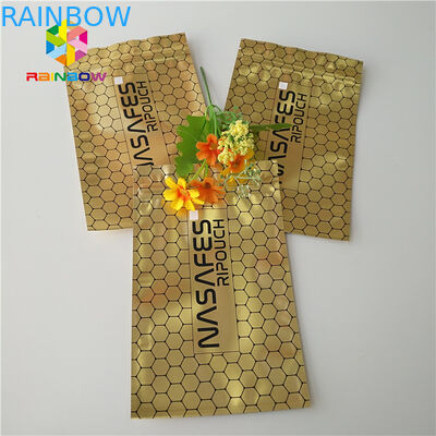 Matte Glossy k Plastic Bags Packaging Metallic Gold Foil Sachet For Cbd Kratom