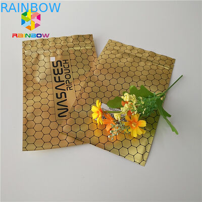 Matte Glossy k Plastic Bags Packaging Metallic Gold Foil Sachet For Cbd Kratom