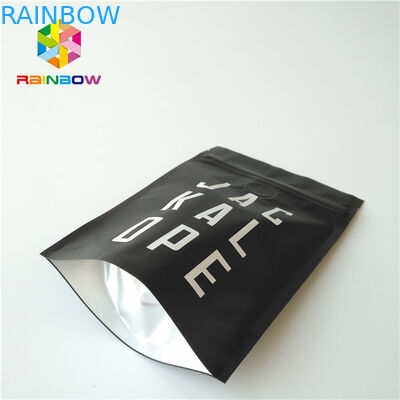 Matte Black Metallic Foil Pouch Stand Up 2 Oz Coffee Bags With Zipper / Valve