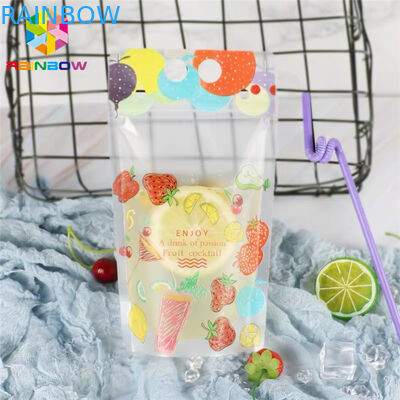 PET Material Drink Juice Food Pouch Packaging Doypack Bag CMYK Printing With Handles
