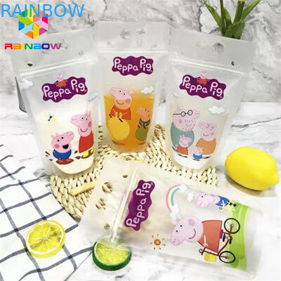 PET Material Drink Juice Food Pouch Packaging Doypack Bag CMYK Printing With Handles