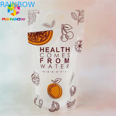 PET Material Drink Juice Food Pouch Packaging Doypack Bag CMYK Printing With Handles
