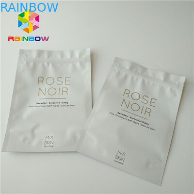 White Plastic Stand Up Body Scrub Cosmetic Packaging Bag For Sea Salt Bathing Skin Care