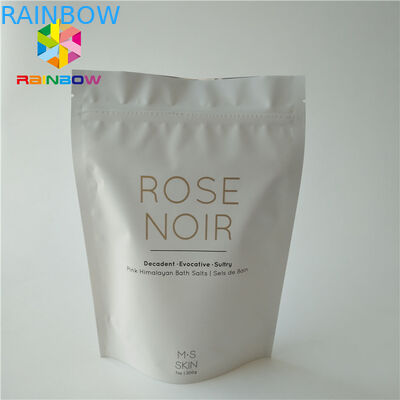 White Plastic Stand Up Body Scrub Cosmetic Packaging Bag For Sea Salt Bathing Skin Care