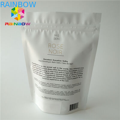 White Plastic Stand Up Body Scrub Cosmetic Packaging Bag For Sea Salt Bathing Skin Care