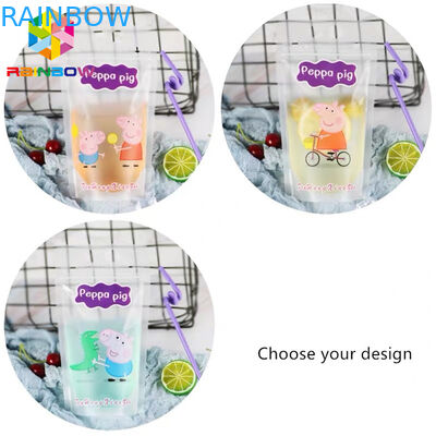 Transparent Liquid Drink Food Pouch Packaging Bags Stand Up FDA With Handles / Straws
