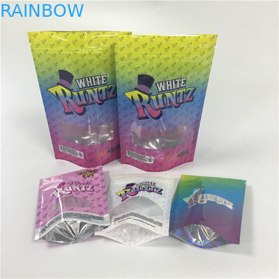 Custom Label Printed Zip Lock Plastic Bags Zipper Glossy Runtz With Clear Window