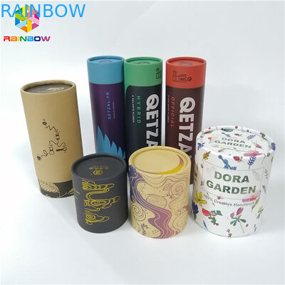 Round Kraft Paper Box Packaging Tube Push Up Lid CMYK Color For Food Packaging