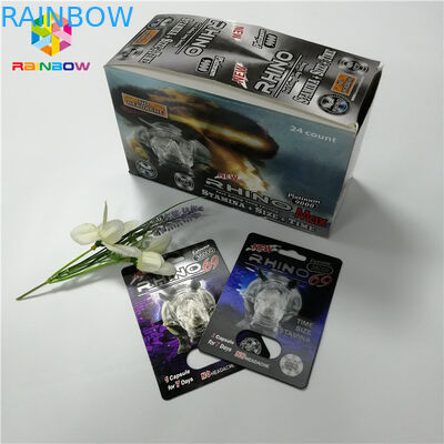 3D Holographic Effect Blister Card Packaging Rhino Container Bullet For Male Enhancement Capsule