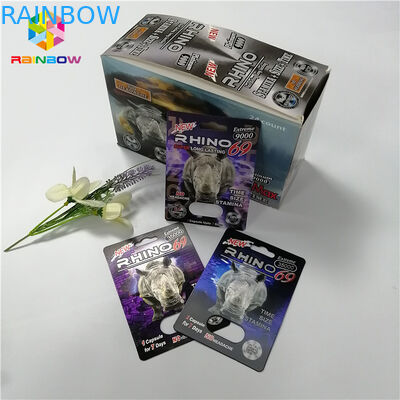 Rhino 69 Series Male Enhancement Sex Pills Packaging Blister Card Capsule Dispaly Paper Box