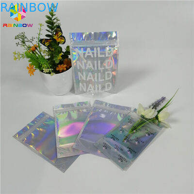 Stand Up Customized Makeup Organizer Bag One Side Clear Holographic Laser Packaging