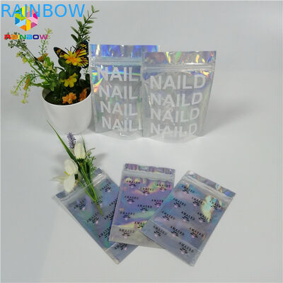 Stand Up Customized Makeup Organizer Bag One Side Clear Holographic Laser Packaging