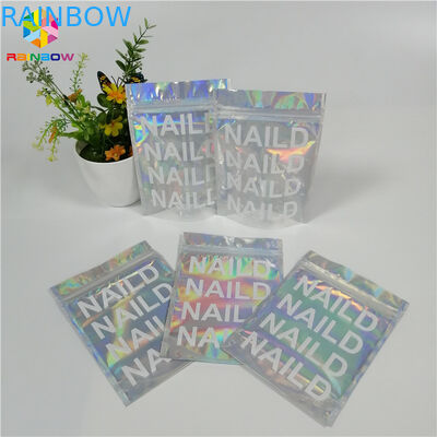 Holographic Foil Zipper Stand Up Pouch Mylar Bag Custom Print k Smell Proof