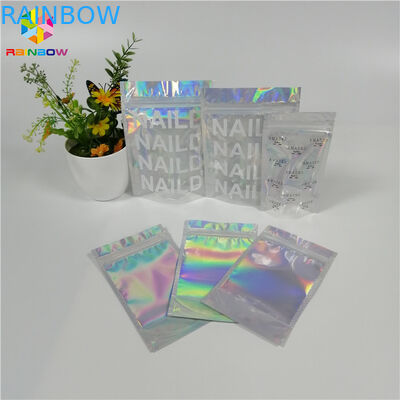 Holographic Foil Zipper Stand Up Pouch Mylar Bag Custom Print k Smell Proof