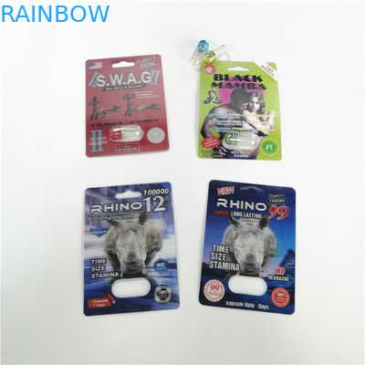 Logo Customized Sex Pills Blister Packaging Rhino Black Panther Male Enhancement Capsule Packages