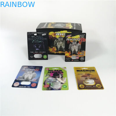 Logo Customized Sex Pills Blister Packaging Rhino Black Panther Male Enhancement Capsule Packages