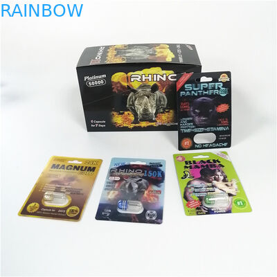 Sexual Enhancement Pills Blister Card Packaging Rhino Series For Powder Sex Capsule Pack