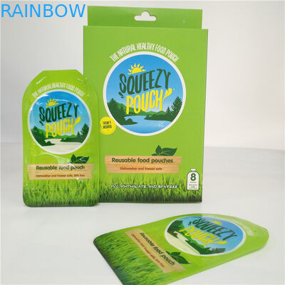 BPA Free Reusable Squeeze Packaging Double Zipper Liquid Bag With Paper Box