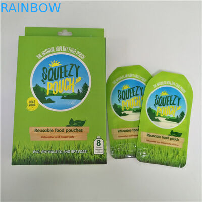 BPA Free Reusable Squeeze Packaging Double Zipper Liquid Bag With Paper Box