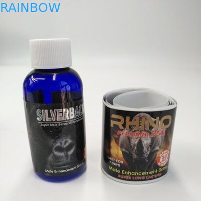 Glossy Finish Blister Card Packaging Self Adhensive Labels Rhino Stickers For Male Enhancement Drink