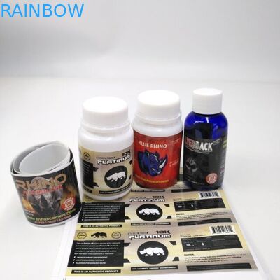 Glossy Finish Blister Card Packaging Self Adhensive Labels Rhino Stickers For Male Enhancement Drink