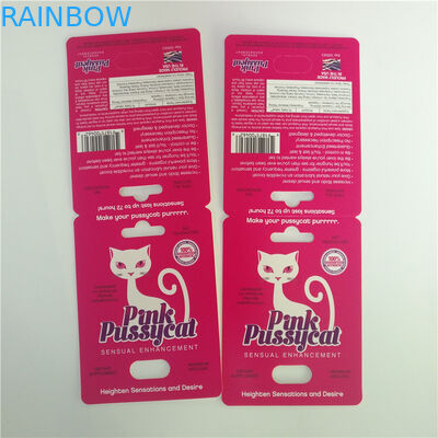 UV Effect Pink Pussycat Paper Cards Capsule Blister Packaging With Container Bullet