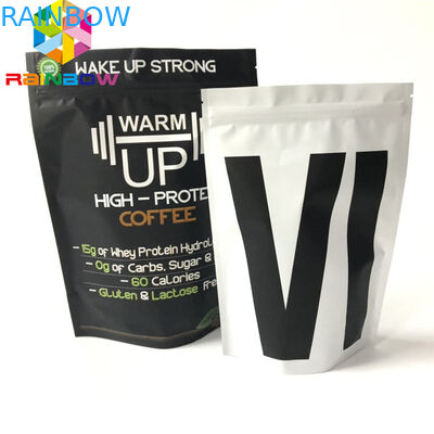 Kraft Paper Stand Up Coffee Pouches , k Plastic Food Packaging Moisture Proof