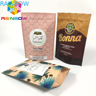 Kraft Paper Stand Up Coffee Pouches , k Plastic Food Packaging Moisture Proof