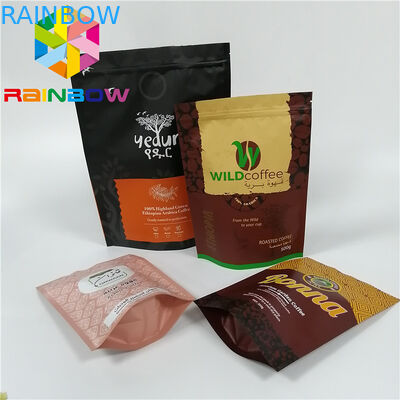Reusable Gusseted Stand Up Pouch Packaging Plastic Biodegradable Valve Coffee Bags