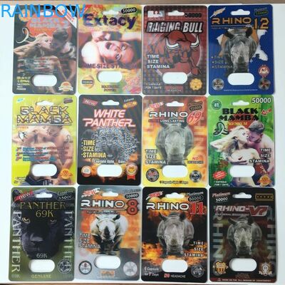 Slide Blister Insert Card Paper Box Packaging Rhino 69 Sex Pill 3d Packing Customized Size