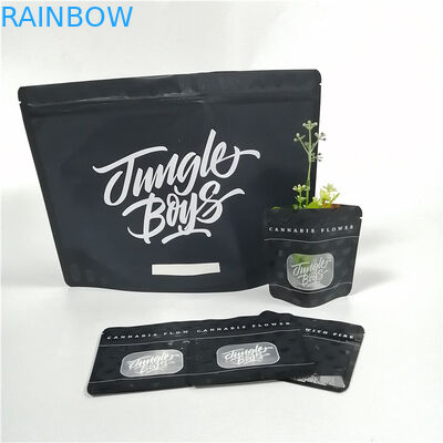 3.5g 28g Stand Up Zipper Pouch Bags Smell Proof Customized For Weed / Tobacco Leaf