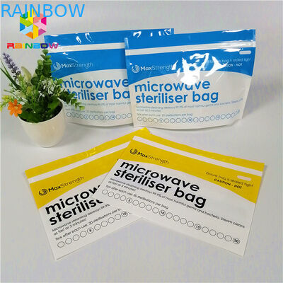 Plastic Microwave Sterilizer Stand Up Zipper Pouch Bags For Baby Feeder / Bottle