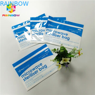 Plastic Microwave Sterilizer Stand Up Zipper Pouch Bags For Baby Feeder / Bottle
