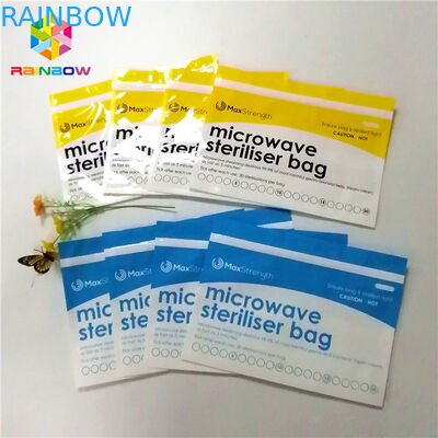 Plastic Microwave Sterilizer Stand Up Zipper Pouch Bags For Baby Feeder / Bottle