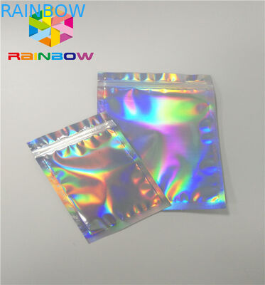 Plastic Stand Up Cosmetic Packaging Bag Hologram Zipper Packing Customized Size