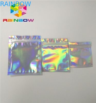 Plastic Stand Up Cosmetic Packaging Bag Hologram Zipper Packing Customized Size