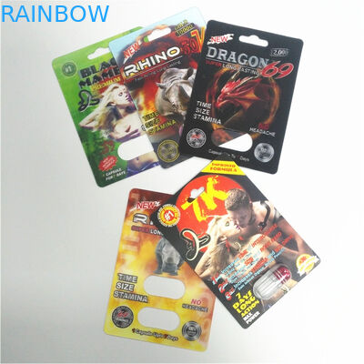 Durable Male Enhancement Pills Packaging Rhino Series 3D Cards Capsule Blister Pack