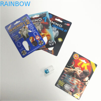 Durable Male Enhancement Pills Packaging Rhino Series 3D Cards Capsule Blister Pack