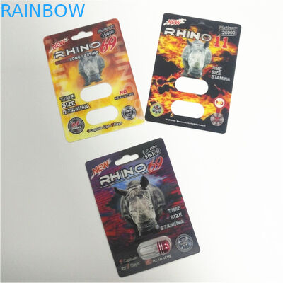 Durable Male Enhancement Pills Packaging Rhino Series 3D Cards Capsule Blister Pack