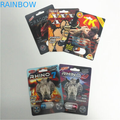 Buffalo Happy Time Blister Pack Packaging Rhino Pill Blister Paper Cards Custom