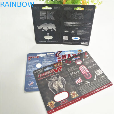 Buffalo Happy Time Blister Pack Packaging Rhino Pill Blister Paper Cards Custom