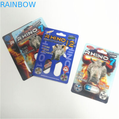 Art Paper Blister Card Packaging Rhino Male Enhancement Pill Boxes Customized Size