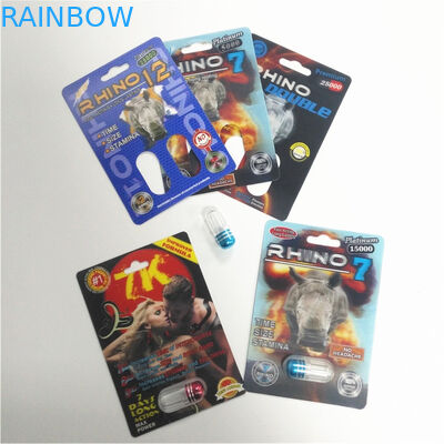 Male Sexual Performance Enhancing Pill Packaging 3D Card Rhino Container Bullet