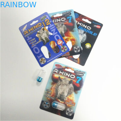 Male Sexual Performance Enhancing Pill Packaging 3D Card Rhino Container Bullet