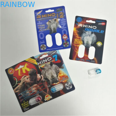 Male Sexual Performance Enhancing Pill Packaging 3D Card Rhino Container Bullet