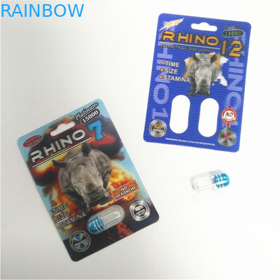 Male Sexual Performance Enhancing Pill Packaging 3D Card Rhino Container Bullet