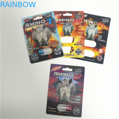 Durable RHINO Plastic Blister Packaging 3d Lenticular Card Male Coated Paper Material