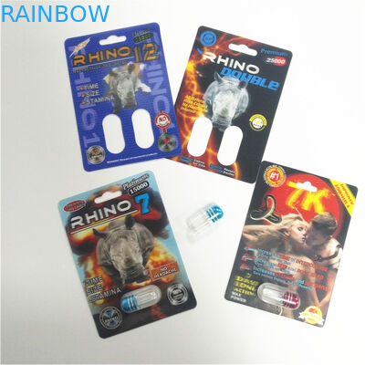 Custom RHINO 69 Male Enhancement Pill Packaging , 3d Lenticular Packaging Card