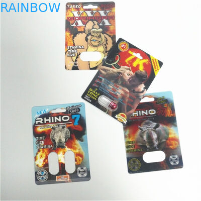 Custom RHINO 69 Male Enhancement Pill Packaging , 3d Lenticular Packaging Card